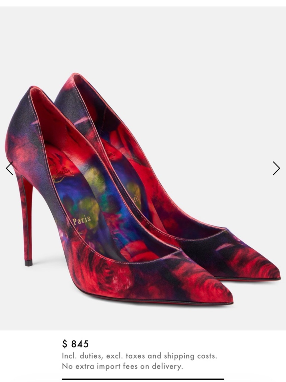 Christian Louboutin Red and Purple Floral Pointed Toe  stilettos 👠